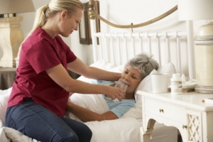 elderly woman taking medicines